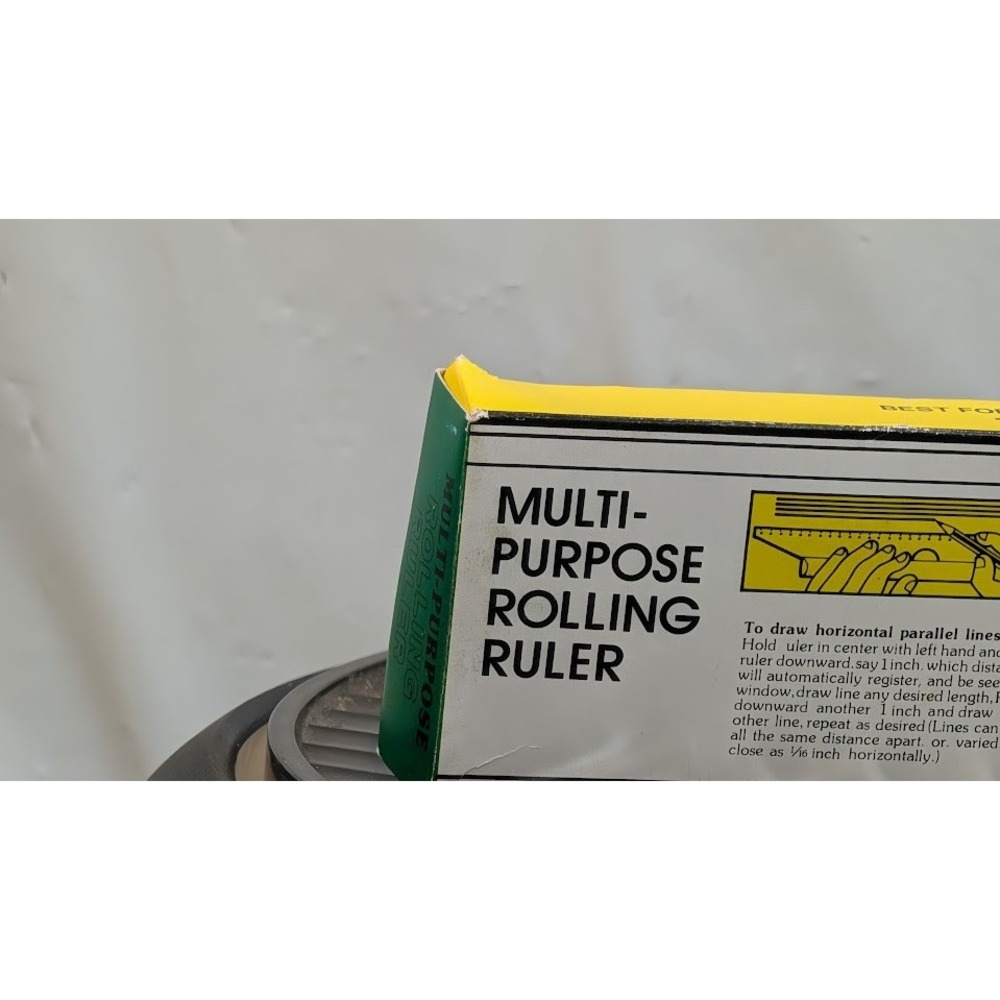 Multi-Purpose Rolling Ruler Drafting Tool Green Box Excellent Vintage Parallel